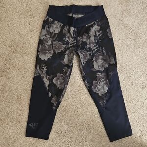 Adidas Navy and Gray Floral Leggings